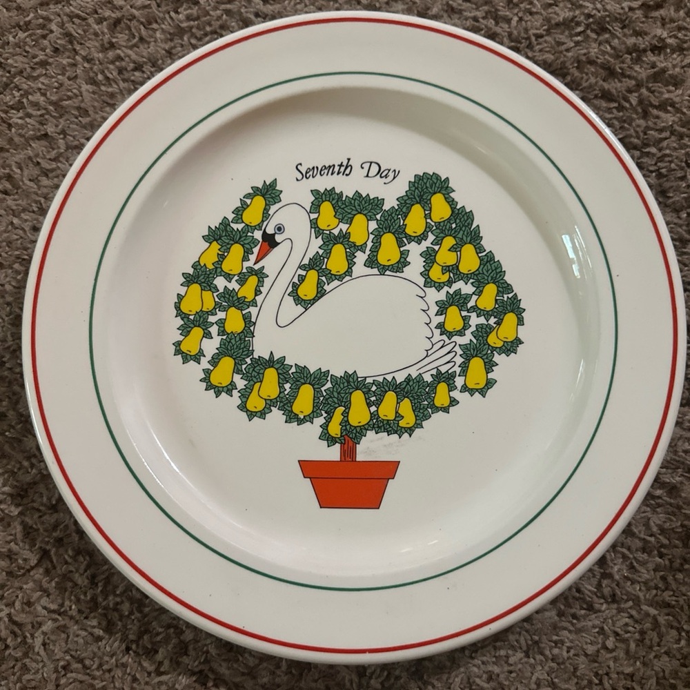 Vintage Taylorton 12 Days of Christmas Dinner Plates Seventh Day 7 USA 10.5”
